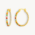 925 STERLING SILVER HOOP MULTICOLORED EARRINGS