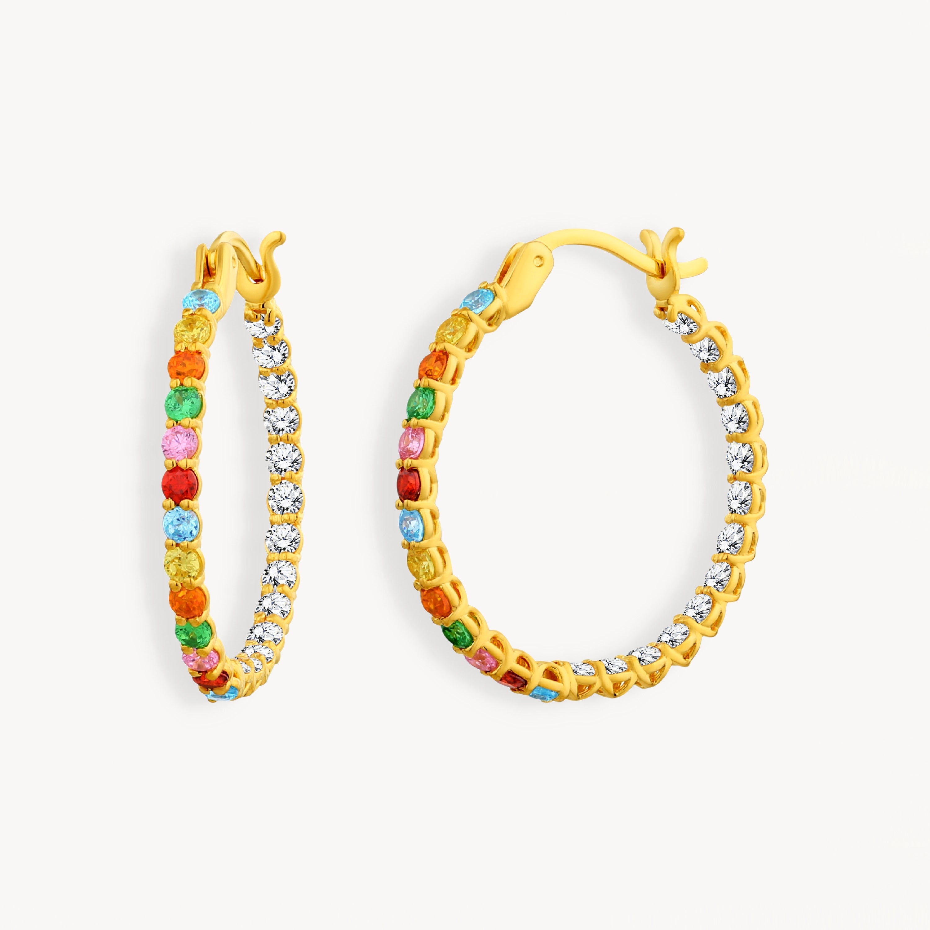 925 STERLING SILVER HOOP MULTICOLORED EARRINGS