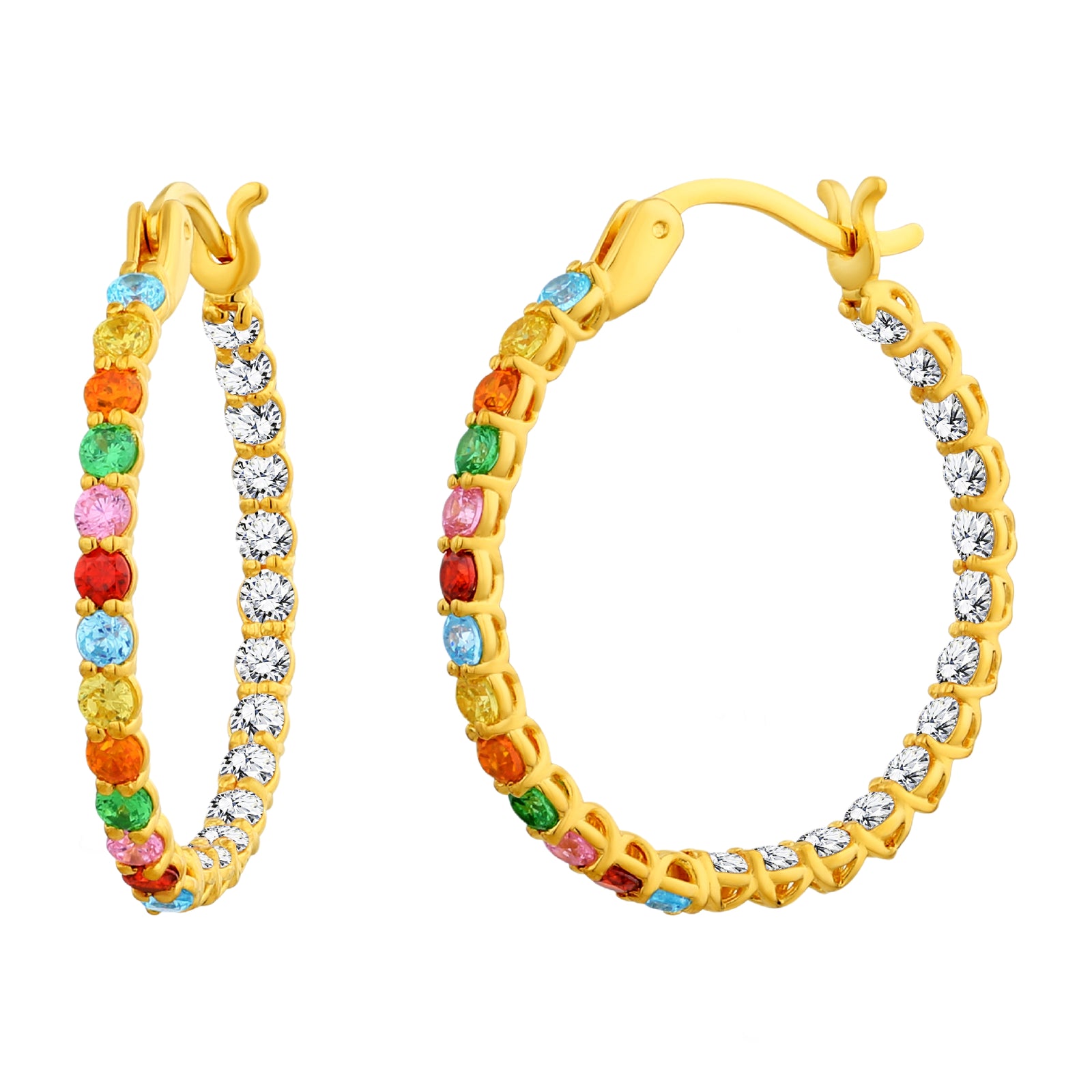 925 STERLING SILVER HOOP MULTICOLORED EARRINGS
