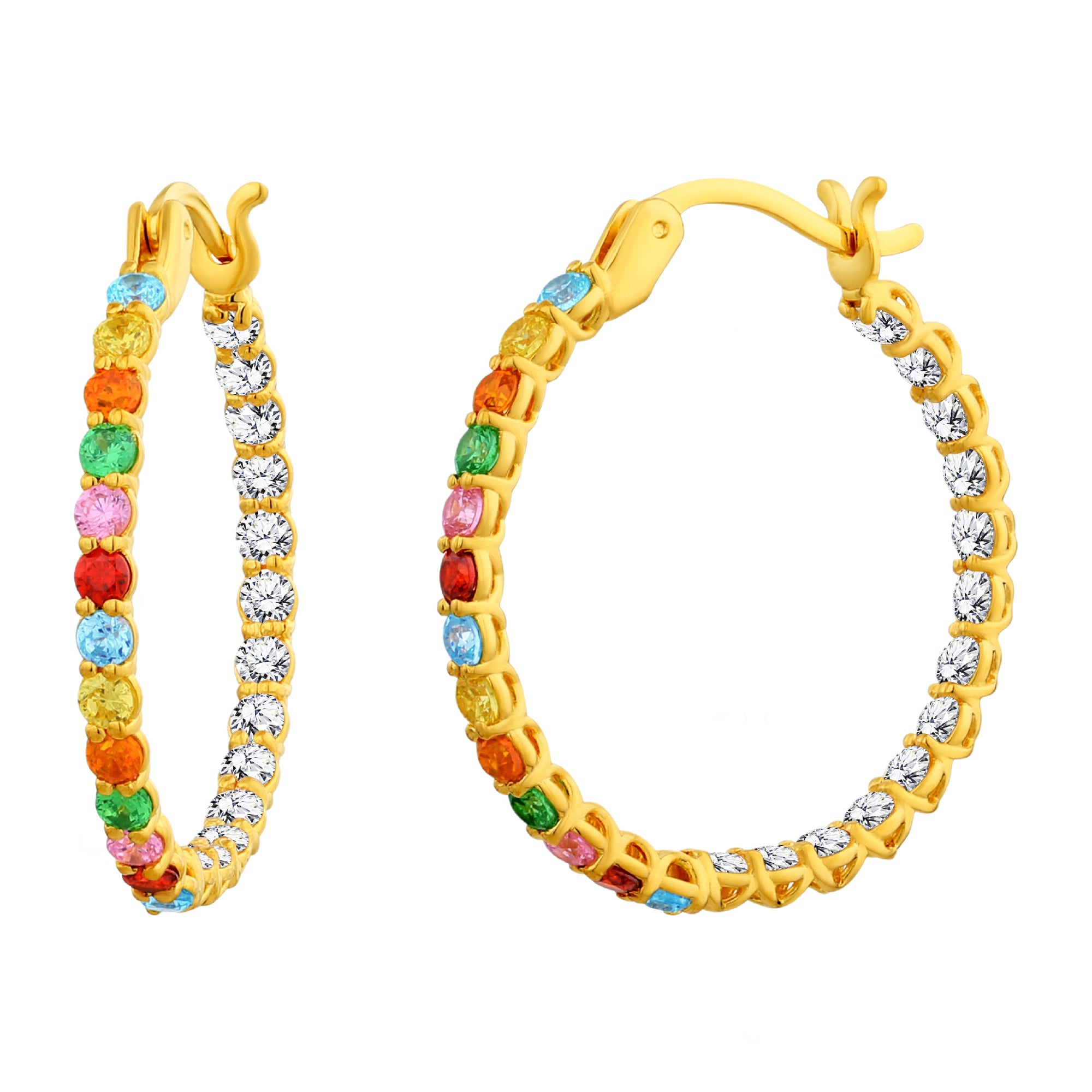 925 STERLING SILVER HOOP MULTICOLORED EARRINGS