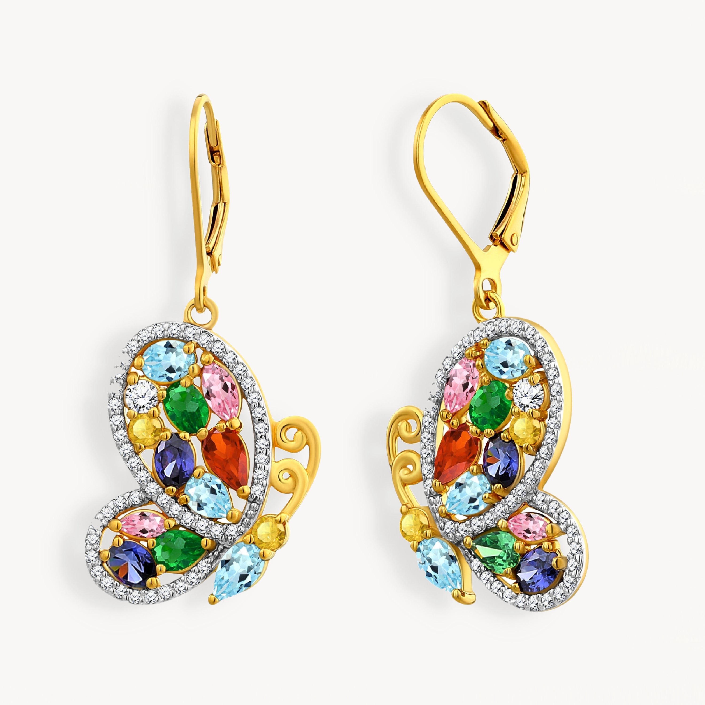 925 STERLING SILVER BUTTERFLY MULTICOLORED EARRINGS