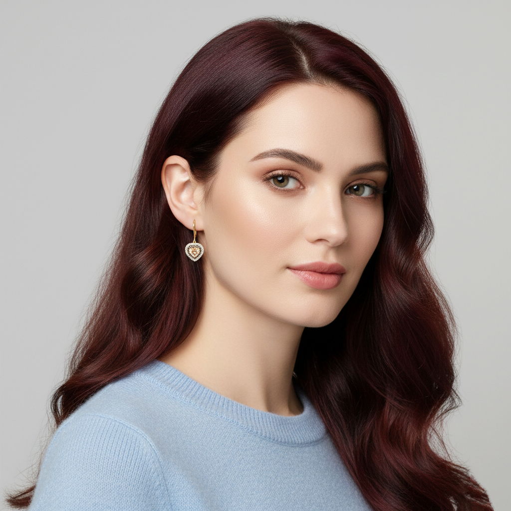 925 STERLING SILVER PEACH HEART EARRINGS