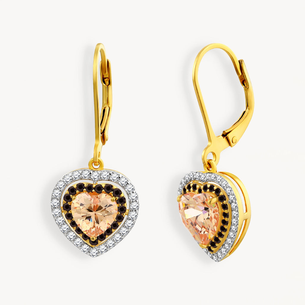925 STERLING SILVER PEACH HEART EARRINGS
