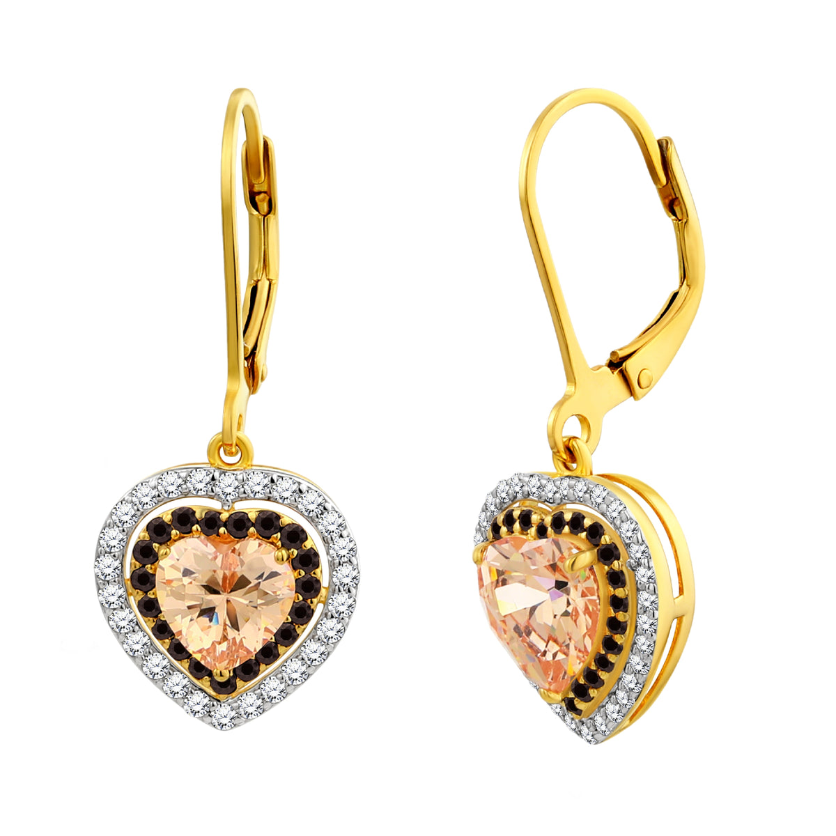 925 STERLING SILVER PEACH HEART EARRINGS