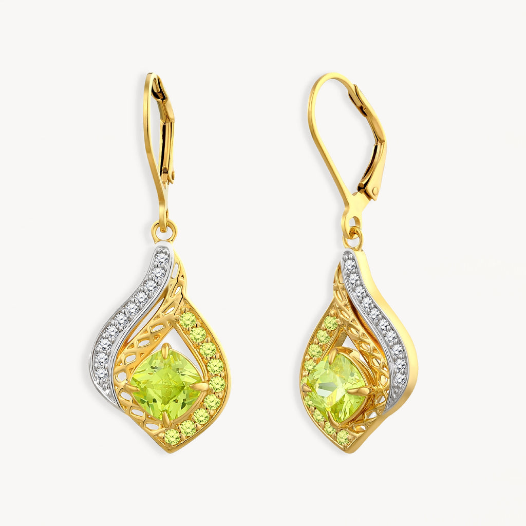925 STERLING SILVER PERIDOT PEPPERMINT DROP EARRINGS