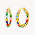925 STERLING SILVER HOOP MULTICOLORED EARRINGS