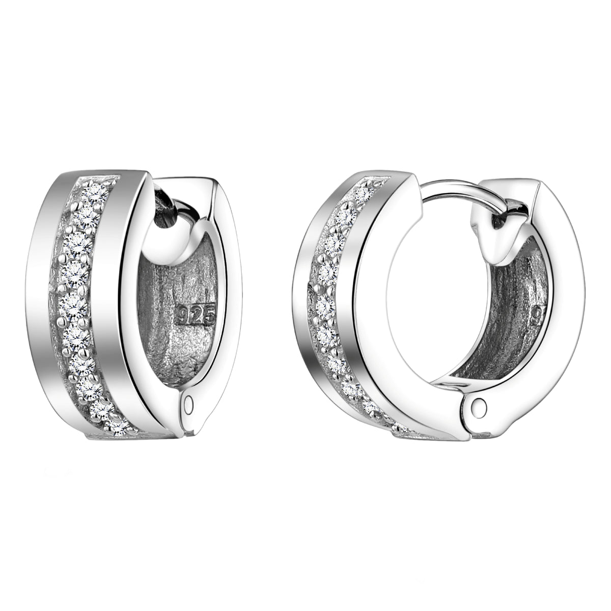 925 STERLING SILVER HUGGIE EARRINGS WITH CUBIC ZIRCONIA