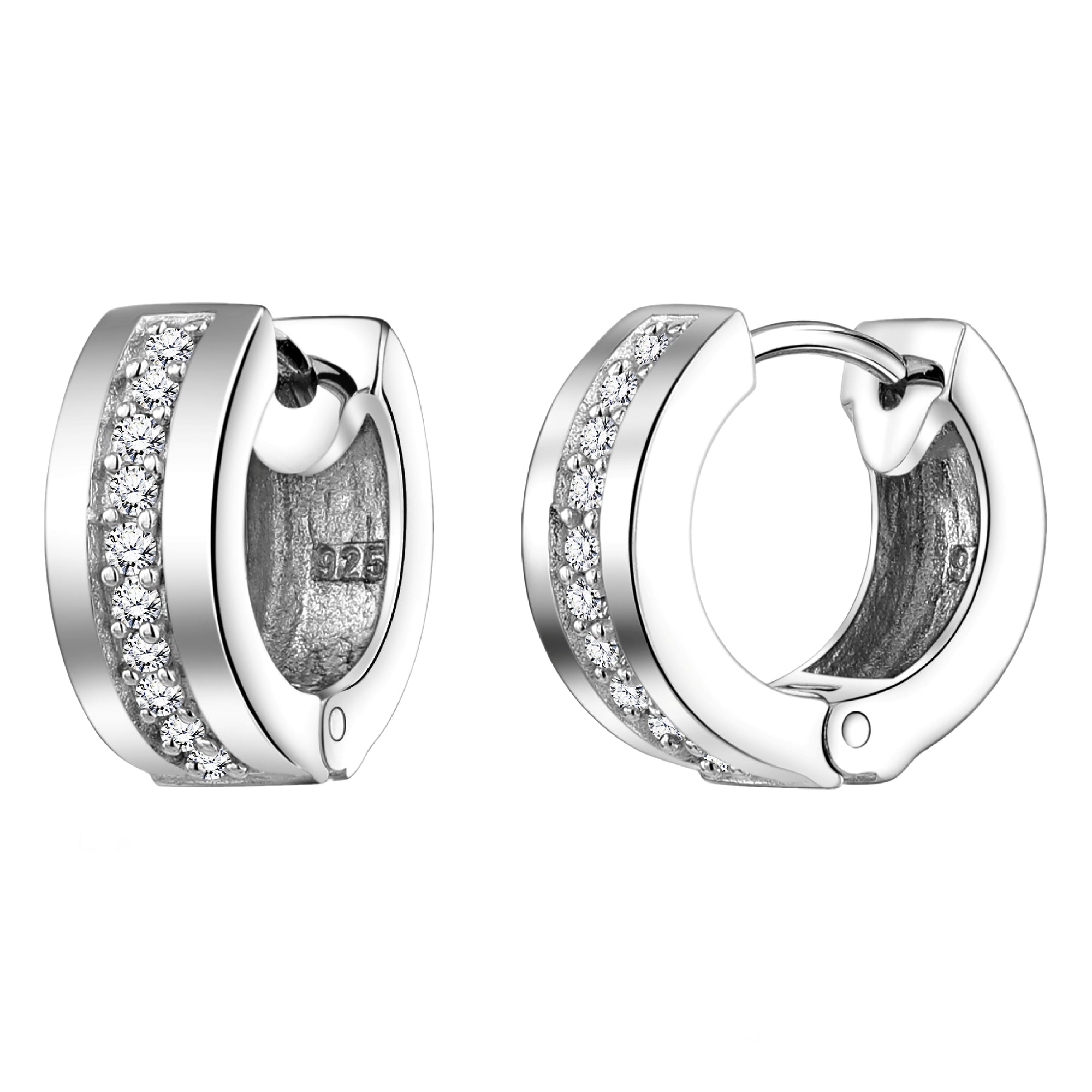 925 STERLING SILVER HUGGIE EARRINGS WITH CUBIC ZIRCONIA