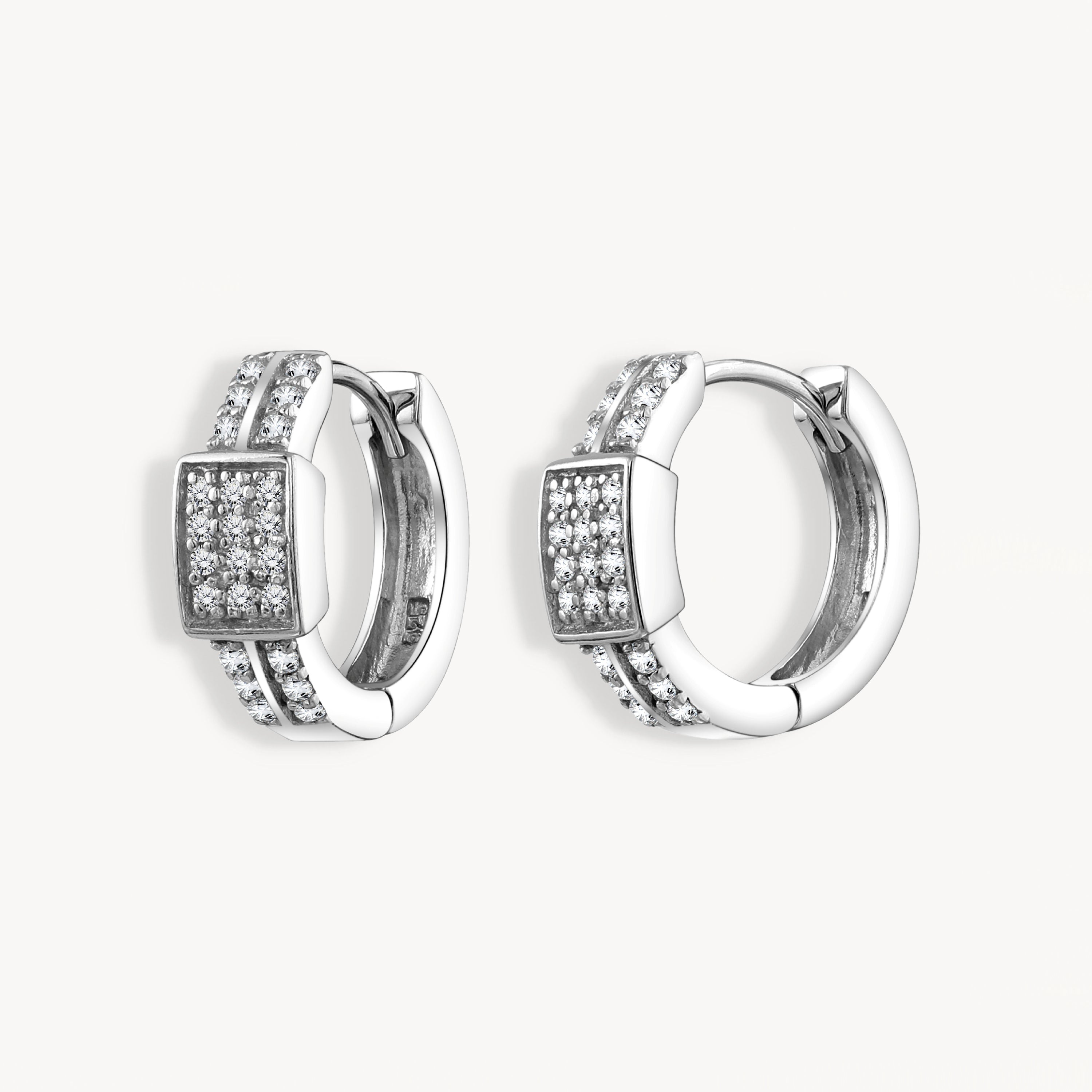 925 STERLING SILVER HUGGIE EARRINGS WITH CUBIC ZIRCONIA