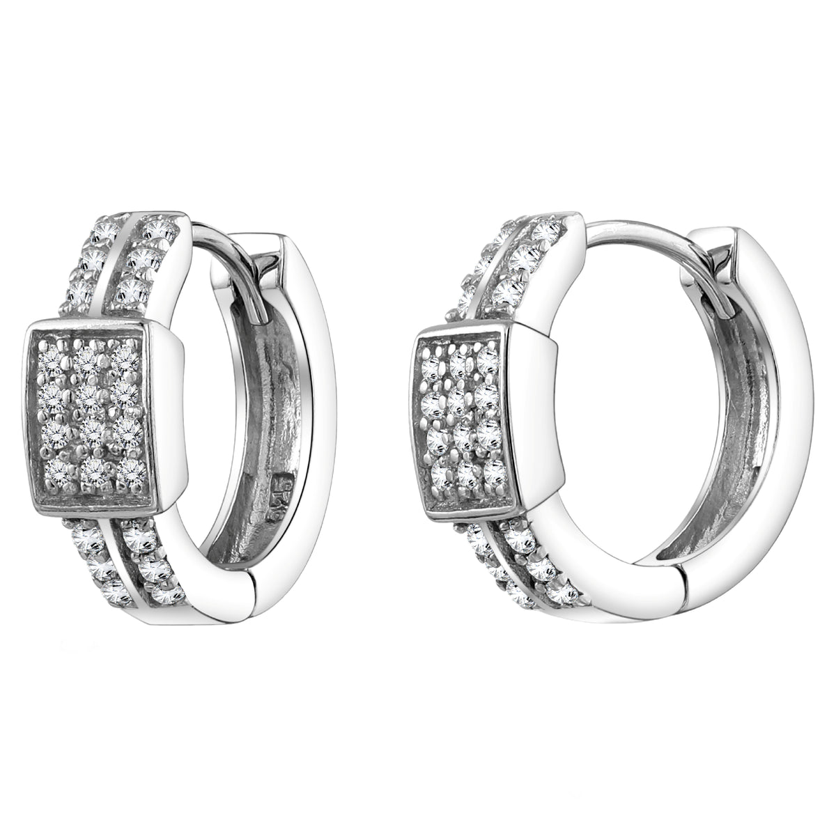 925 STERLING SILVER HUGGIE EARRINGS WITH CUBIC ZIRCONIA