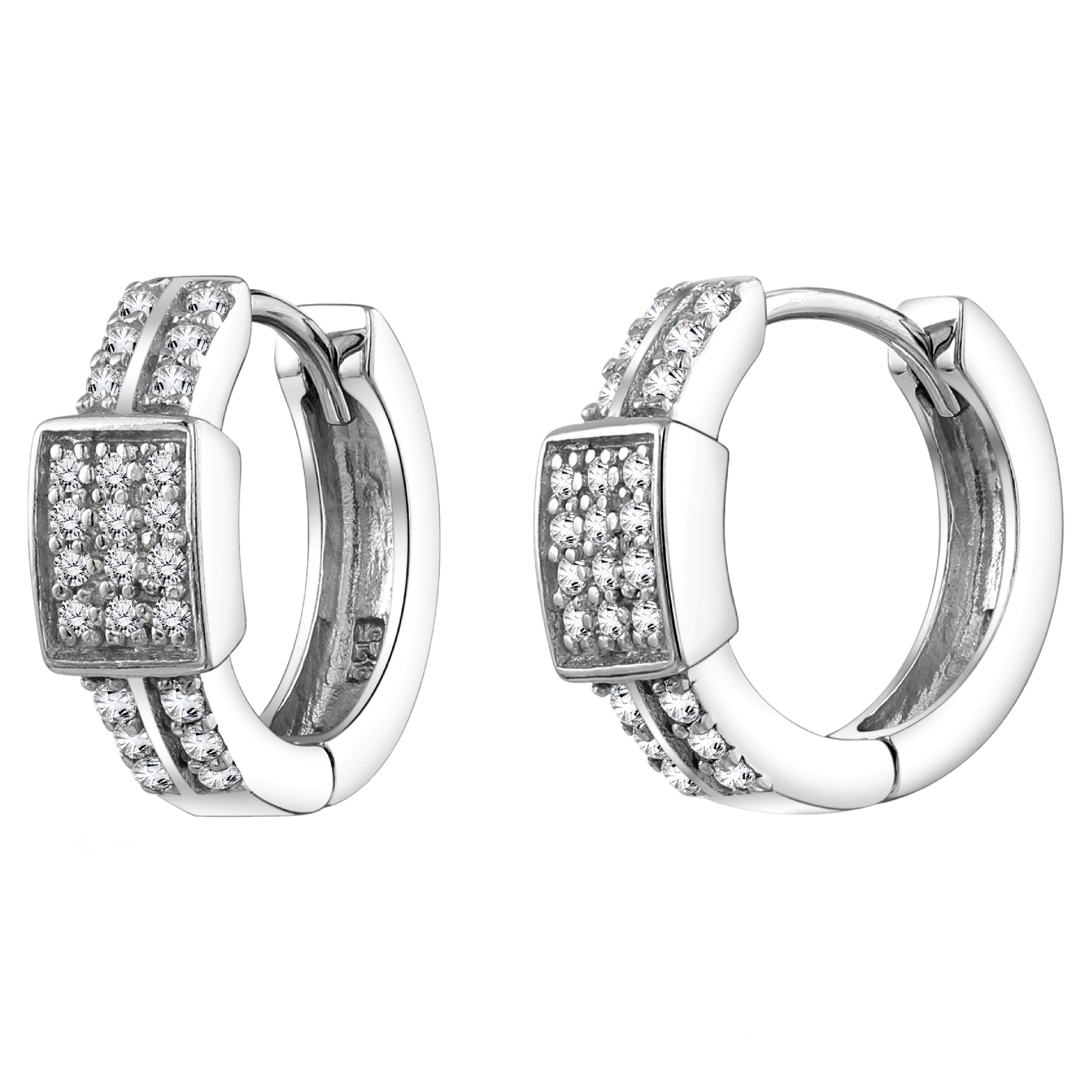 925 STERLING SILVER HUGGIE EARRINGS WITH CUBIC ZIRCONIA