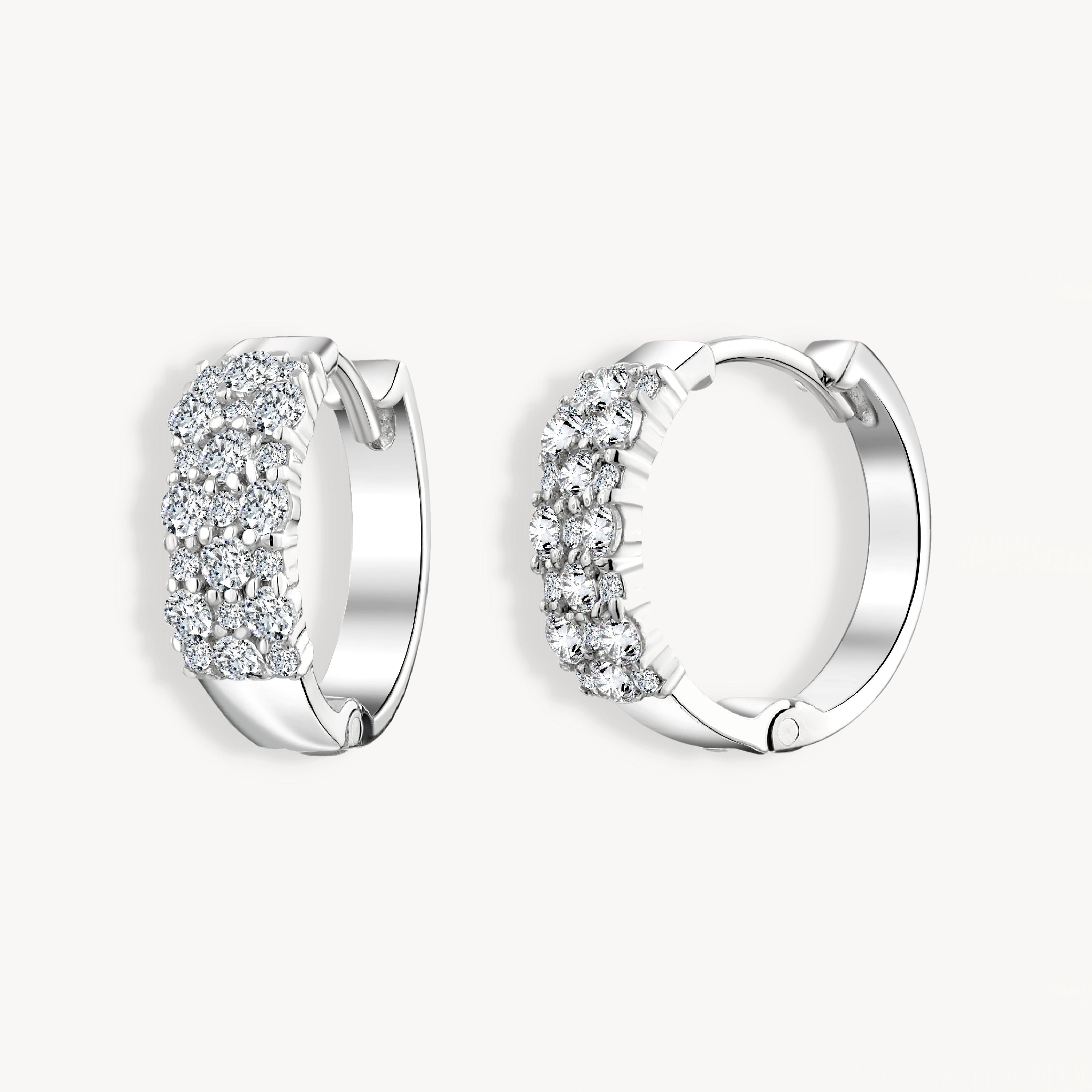 925 STERLING SILVER HUGGIE EARRINGS WITH CUBIC ZIRCONIA