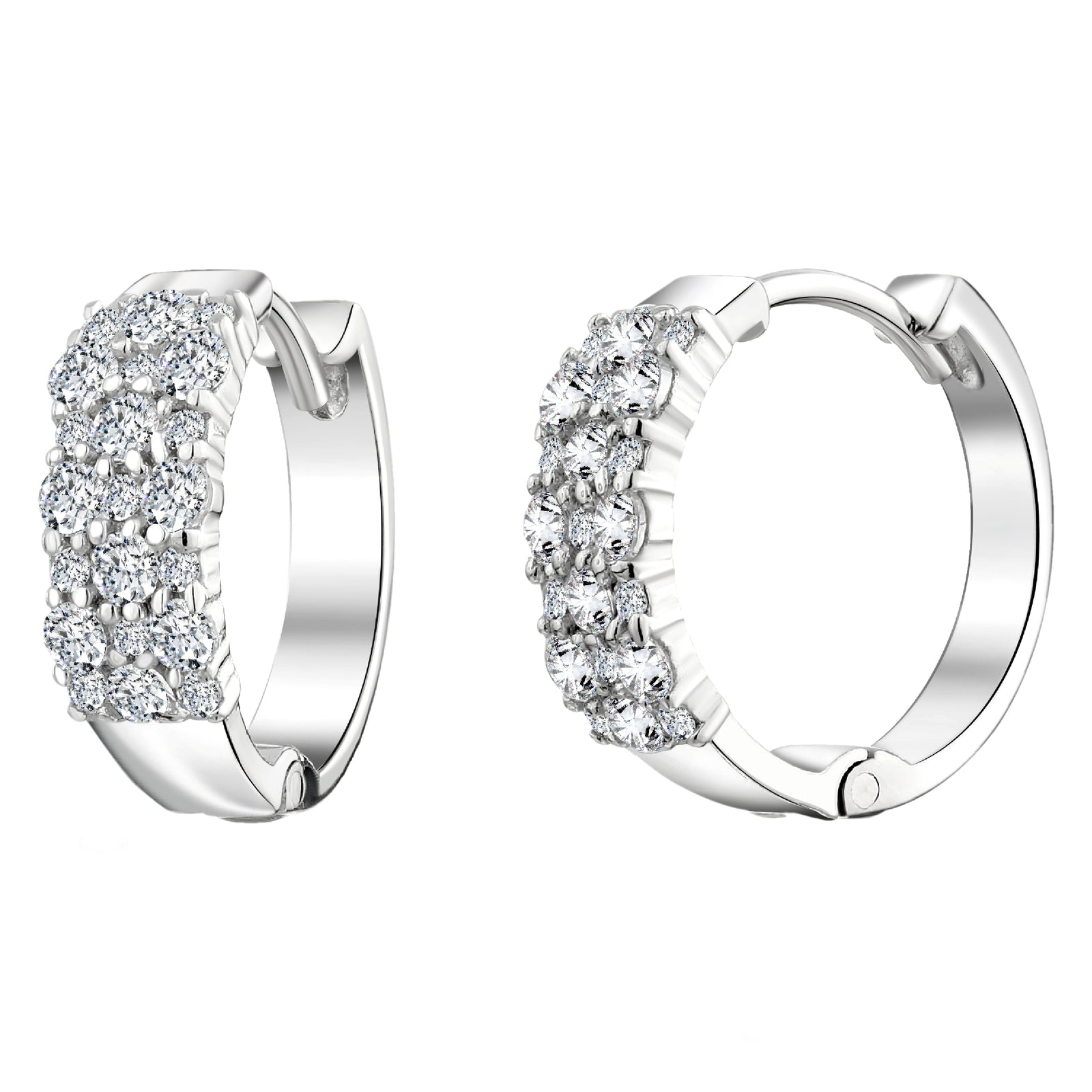 925 STERLING SILVER HUGGIE EARRINGS WITH CUBIC ZIRCONIA