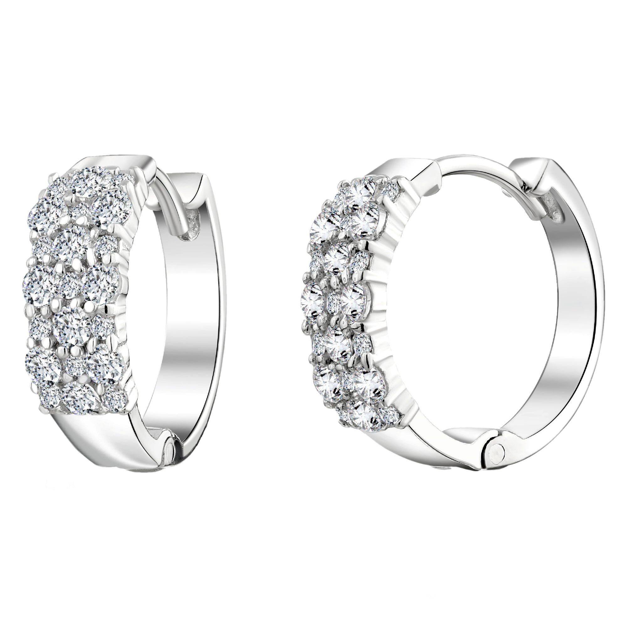 925 STERLING SILVER HUGGIE EARRINGS WITH CUBIC ZIRCONIA