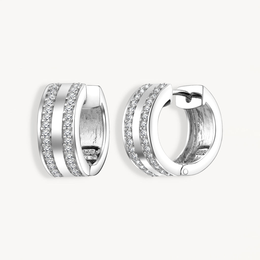 925 STERLING SILVER HUGGIE EARRINGS WITH CUBIC ZIRCONIA