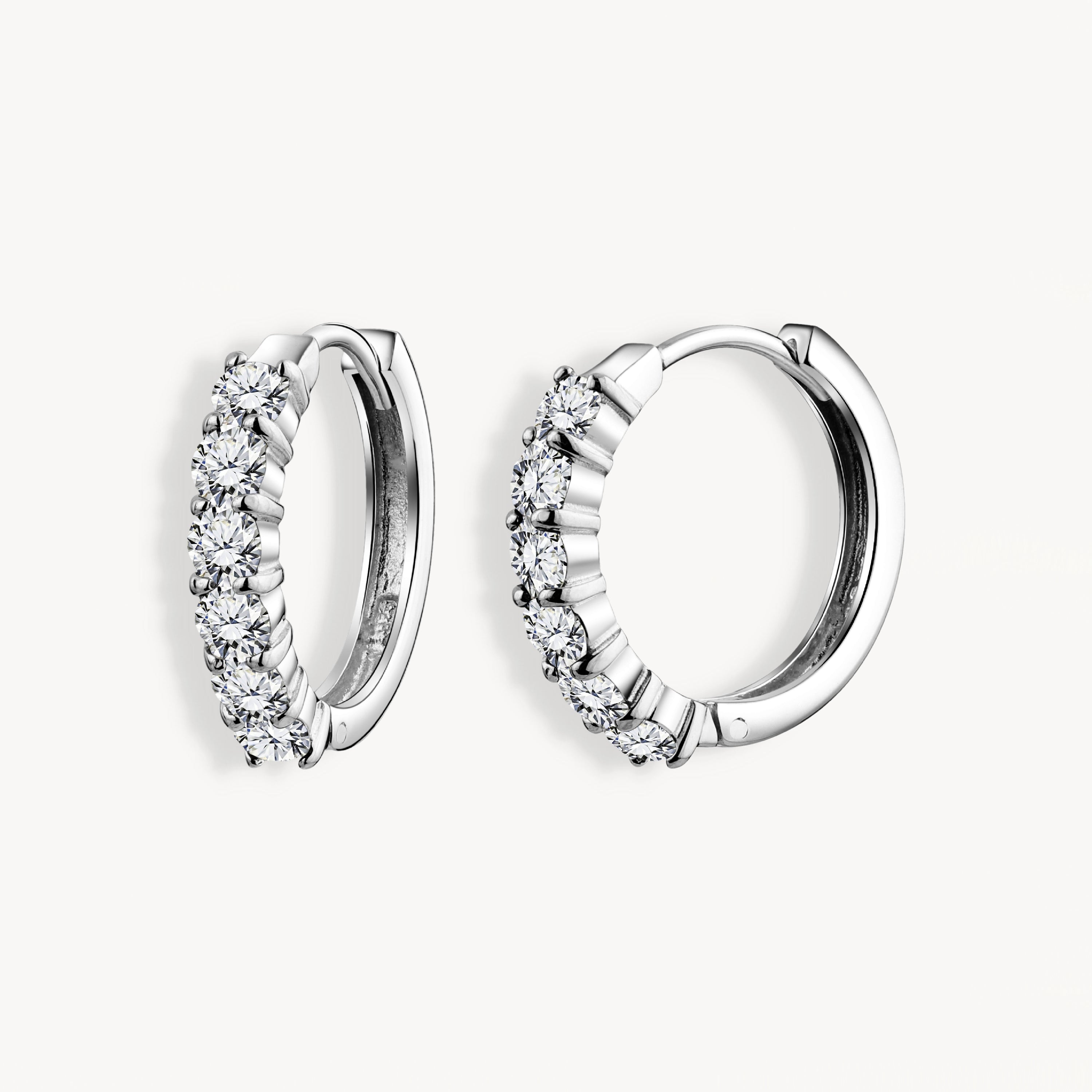 925 STERLING SILVER HUGGIE EARRINGS WITH CUBIC ZIRCONIA
