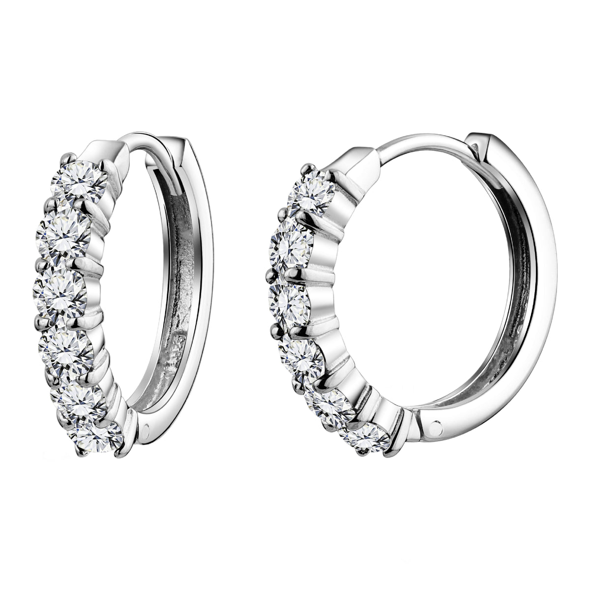 925 STERLING SILVER HUGGIE EARRINGS WITH CUBIC ZIRCONIA