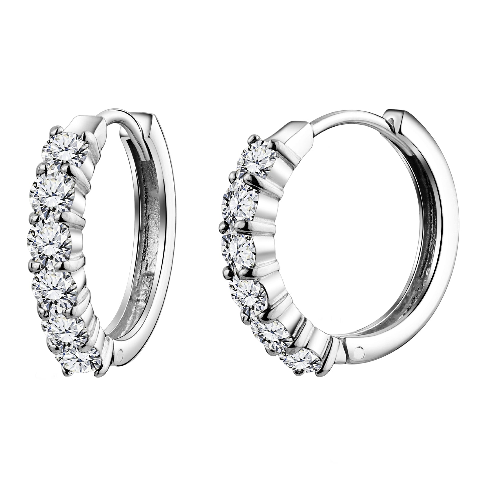 925 STERLING SILVER HUGGIE EARRINGS WITH CUBIC ZIRCONIA