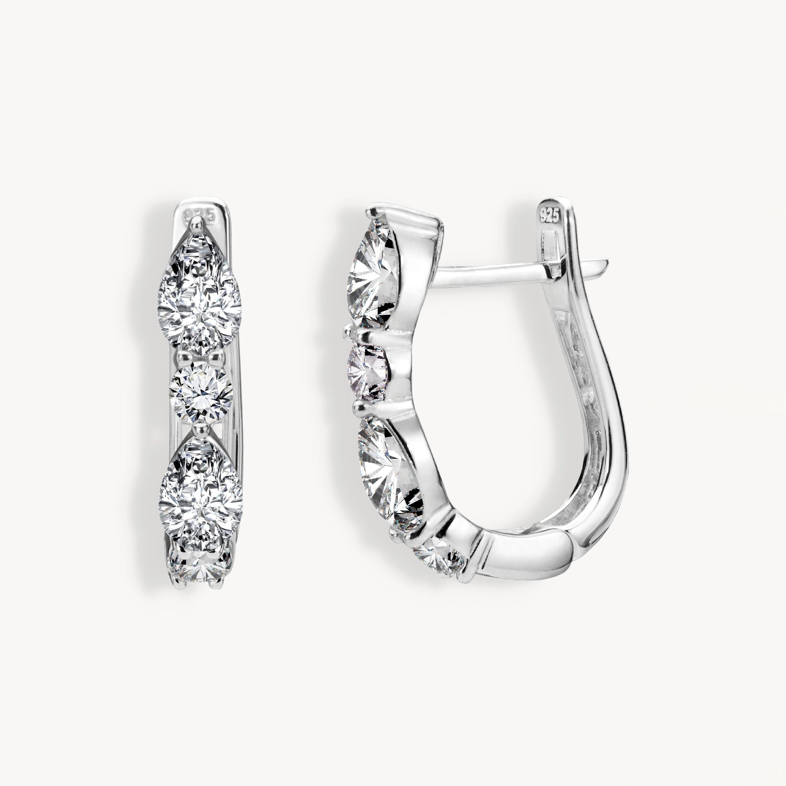 925 STERLING SILVER EARRINGS WITH CUBIC ZIRCONIA WHITE PEAR SHAPE