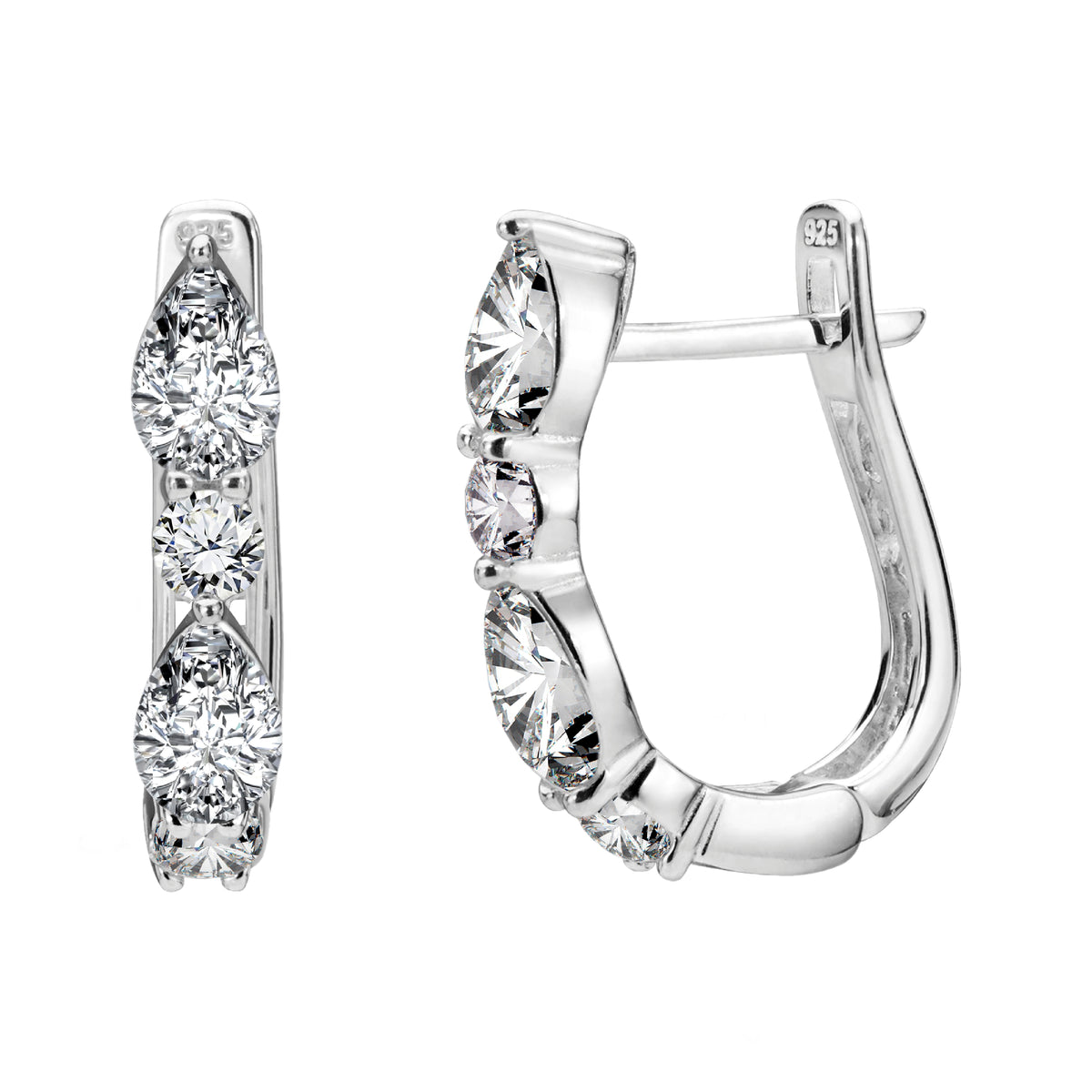 925 STERLING SILVER EARRINGS WITH CUBIC ZIRCONIA WHITE PEAR SHAPE