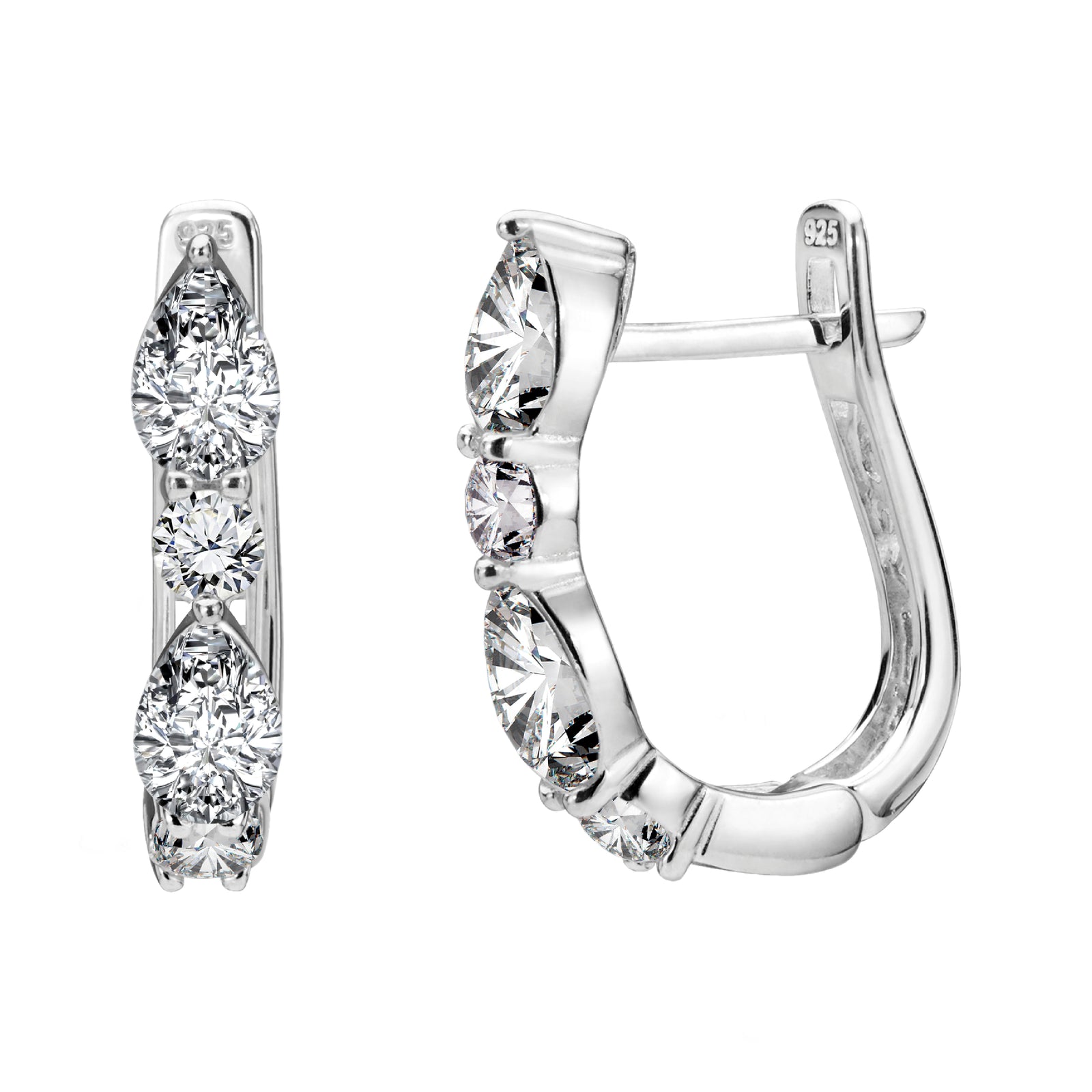 925 STERLING SILVER EARRINGS WITH CUBIC ZIRCONIA WHITE PEAR SHAPE