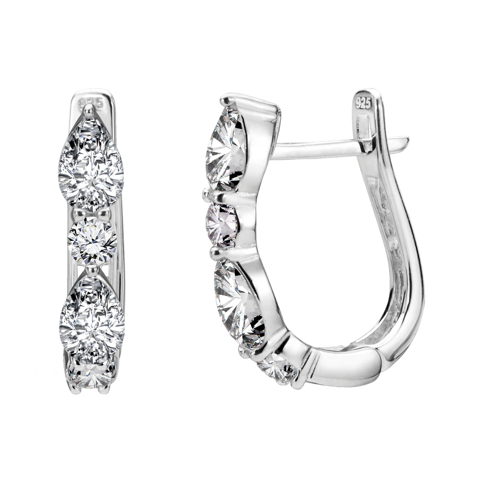 925 STERLING SILVER EARRINGS WITH CUBIC ZIRCONIA WHITE PEAR SHAPE