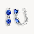925 STERLING SILVER EARRINGS WITH CUBIC ZIRCONIA TANZANITE ROUND SHAPE