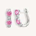 925 STERLING SILVER EARRINGS WITH CUBIC ZIRCONIA PINK ROUND SHAPE