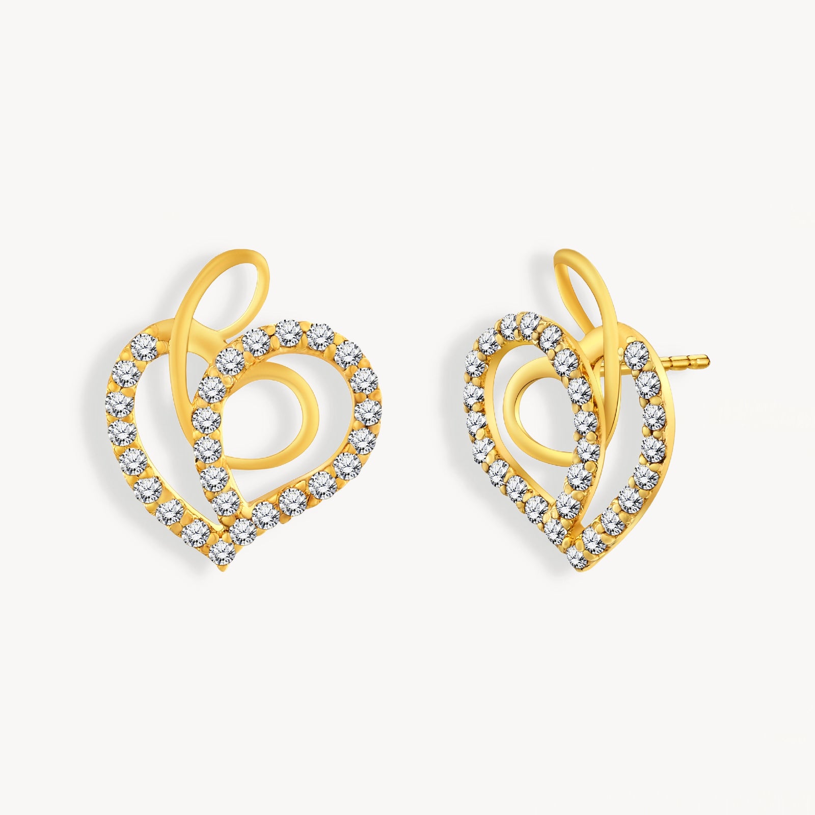 925 STERLING SILVER HEART EARRINGS WITH CUBIC ZIRCONIA