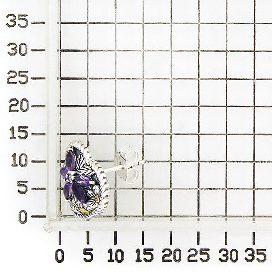 925 STERLING SILVER HEART EARRINGS WITH AMETHYST