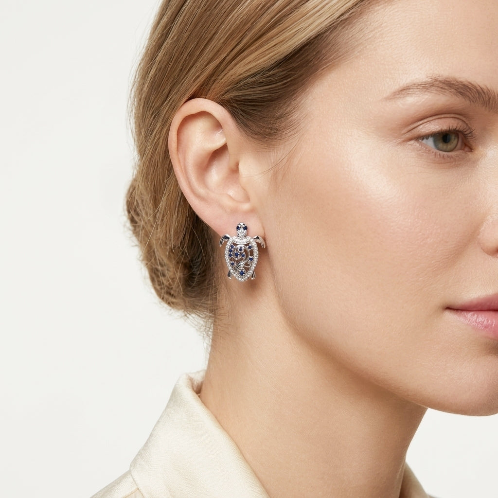 925 STERLING SILVER SEA TURTLE EARRINGS