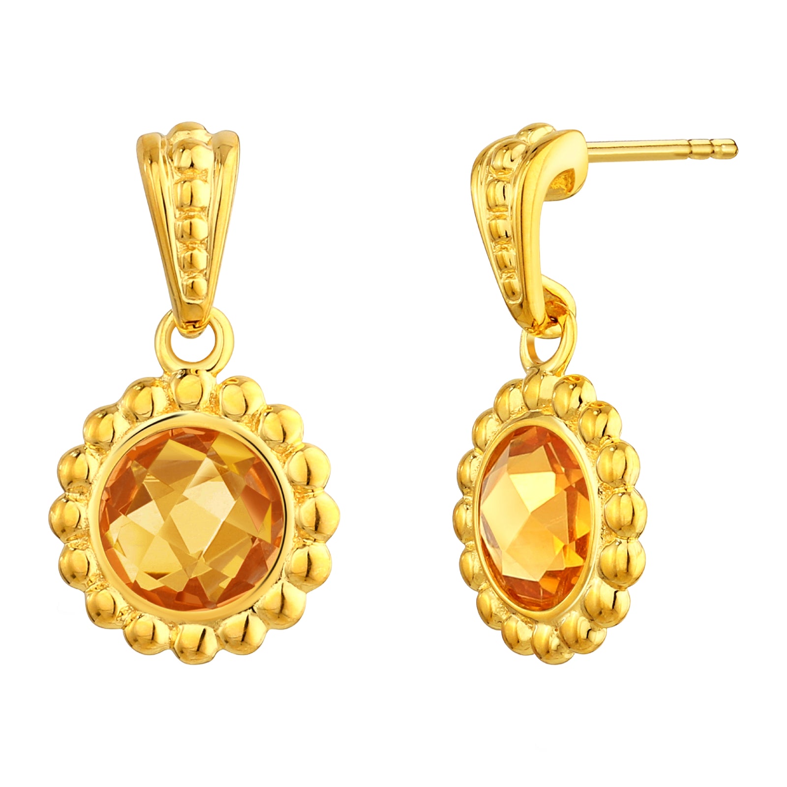 925 STERLING SILVER EARRINGS WITH CITRINE