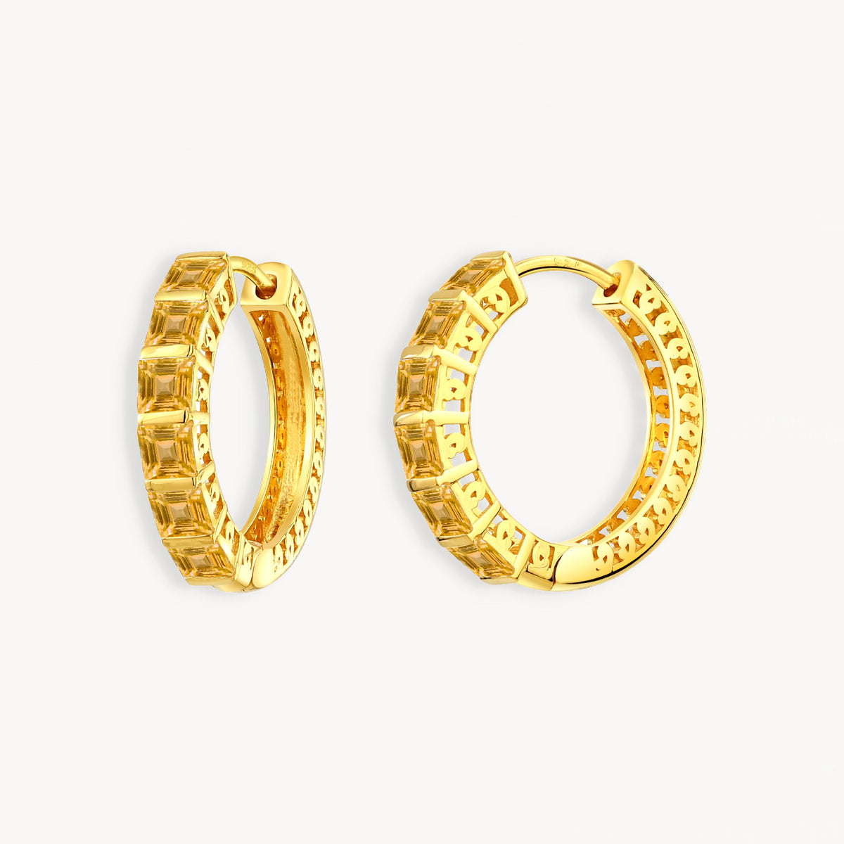 925 STERLING SILVER HUGGIE EARRINGS WITH CITRINE