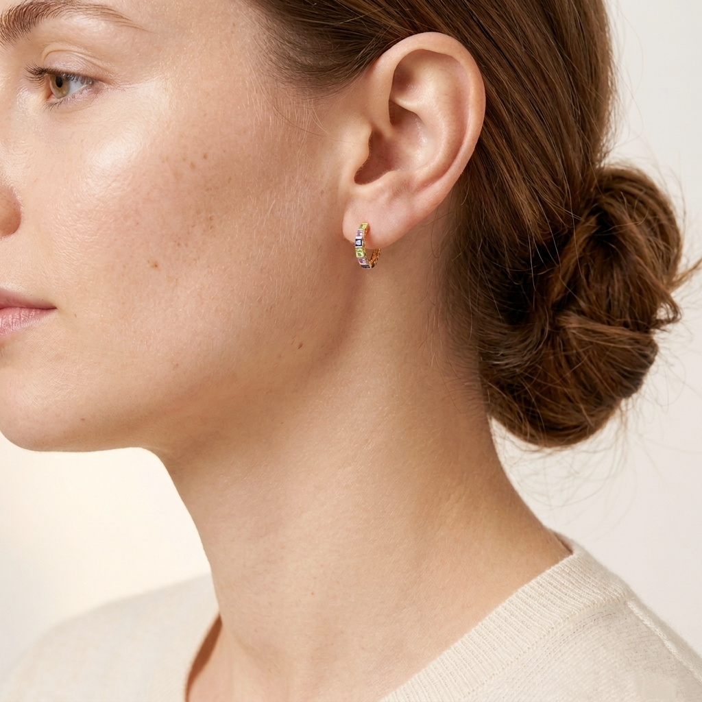 925 STERLING SILVER HUGGIE EARRINGS WITH SAPPHIRE