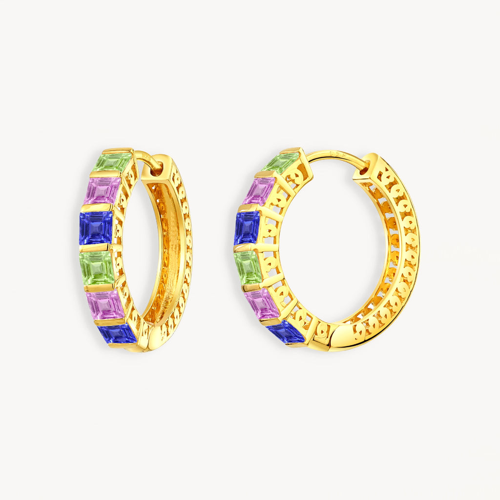 925 STERLING SILVER HUGGIE EARRINGS WITH SAPPHIRE
