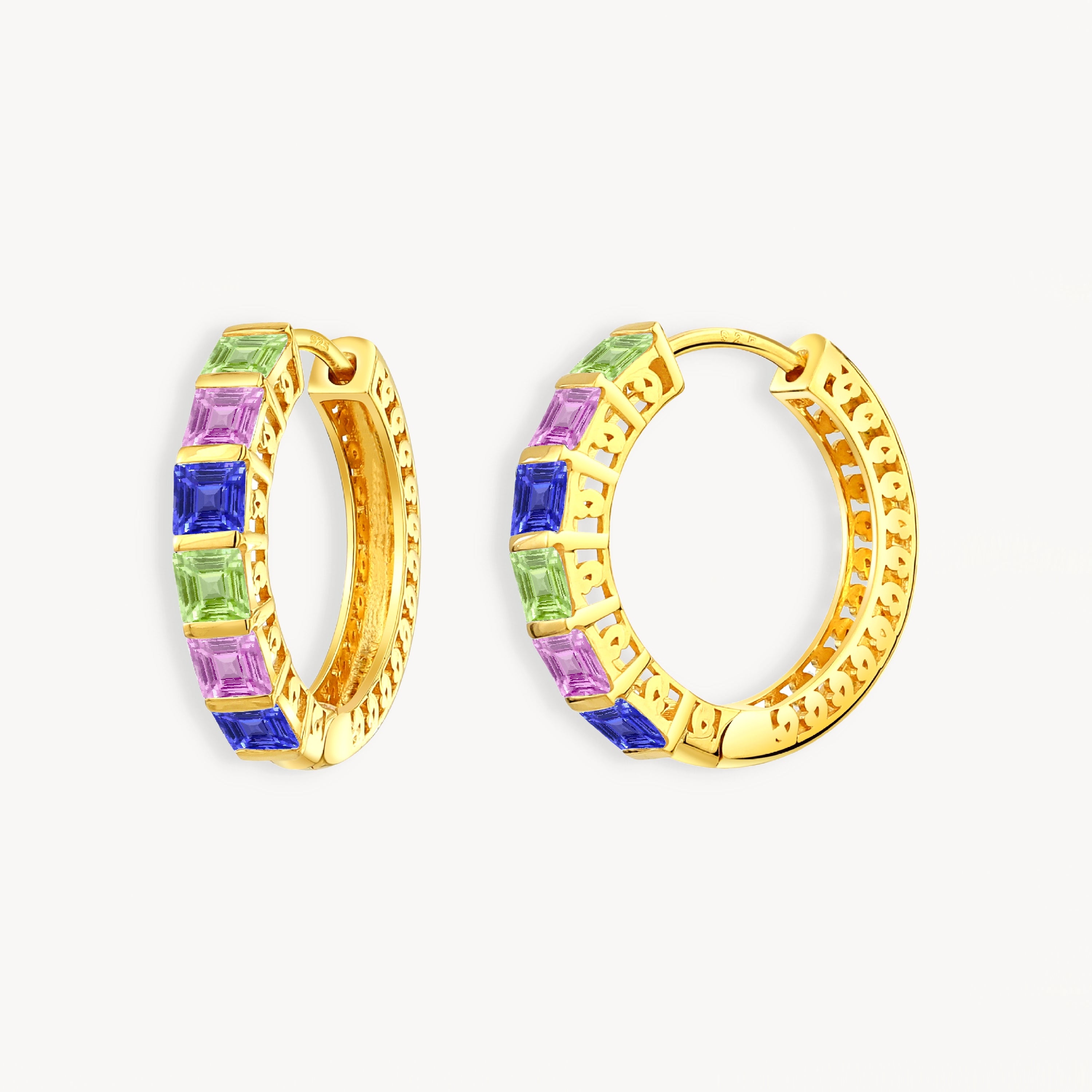 925 STERLING SILVER HUGGIE EARRINGS WITH SAPPHIRE