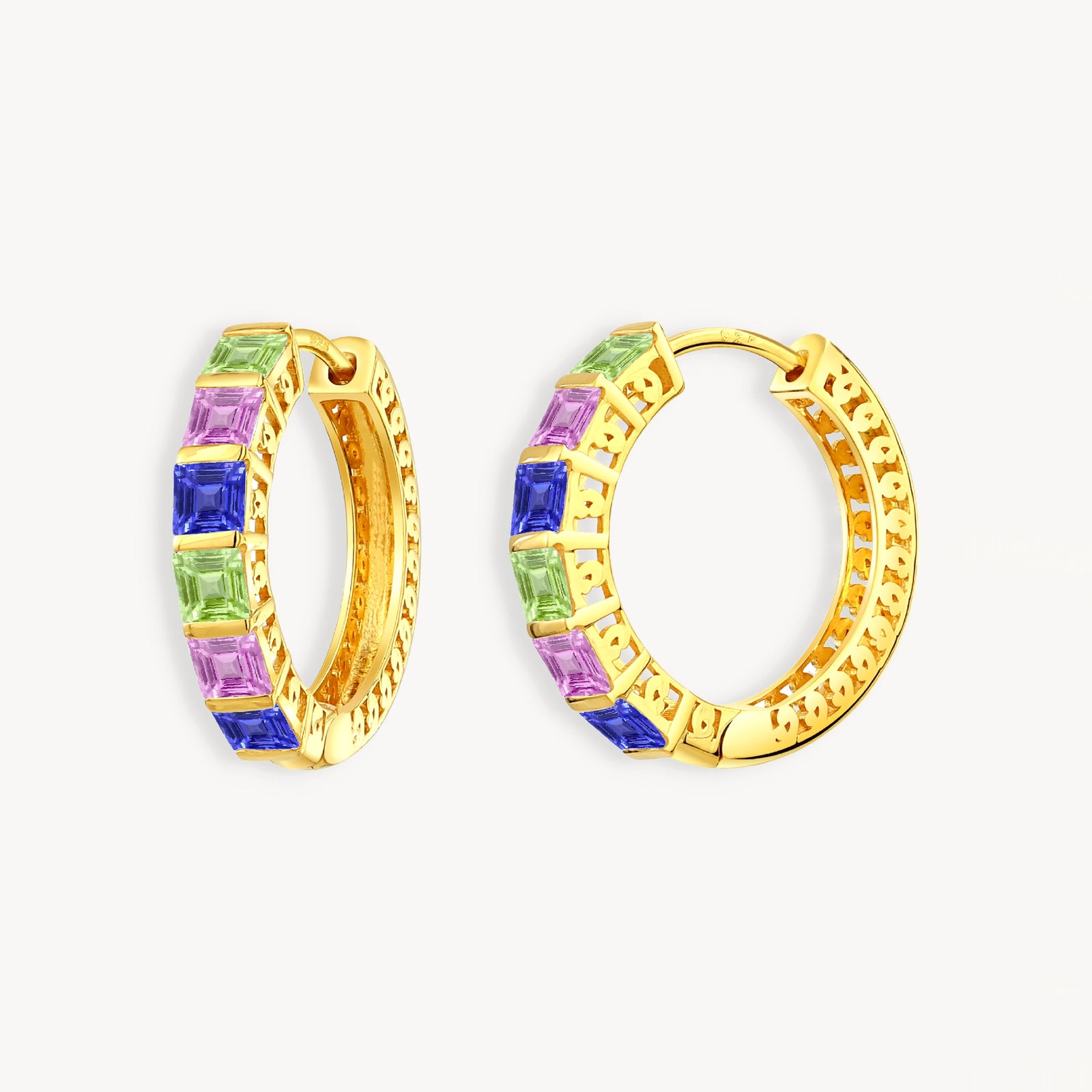 925 STERLING SILVER HUGGIE EARRINGS WITH SAPPHIRE