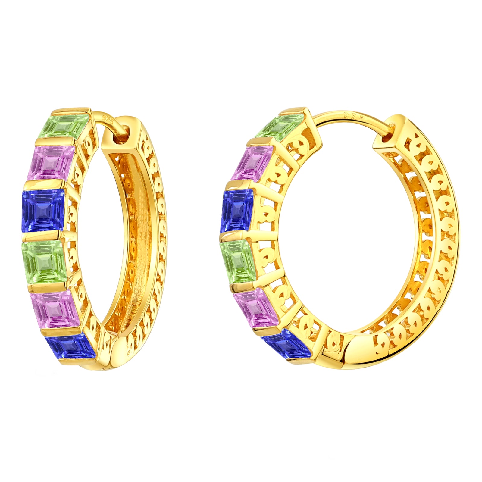 925 STERLING SILVER HUGGIE EARRINGS WITH SAPPHIRE