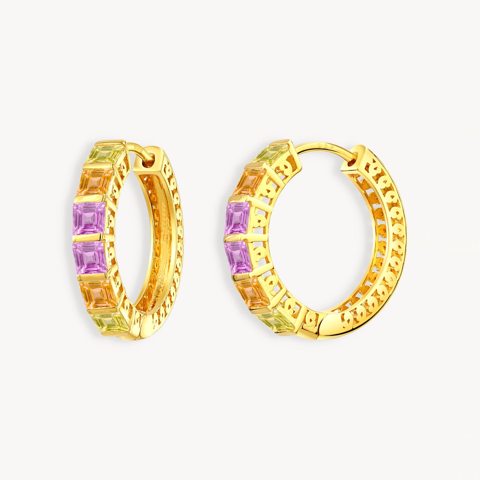 925 STERLING SILVER HUGGIE EARRINGS WITH SAPPHIRE