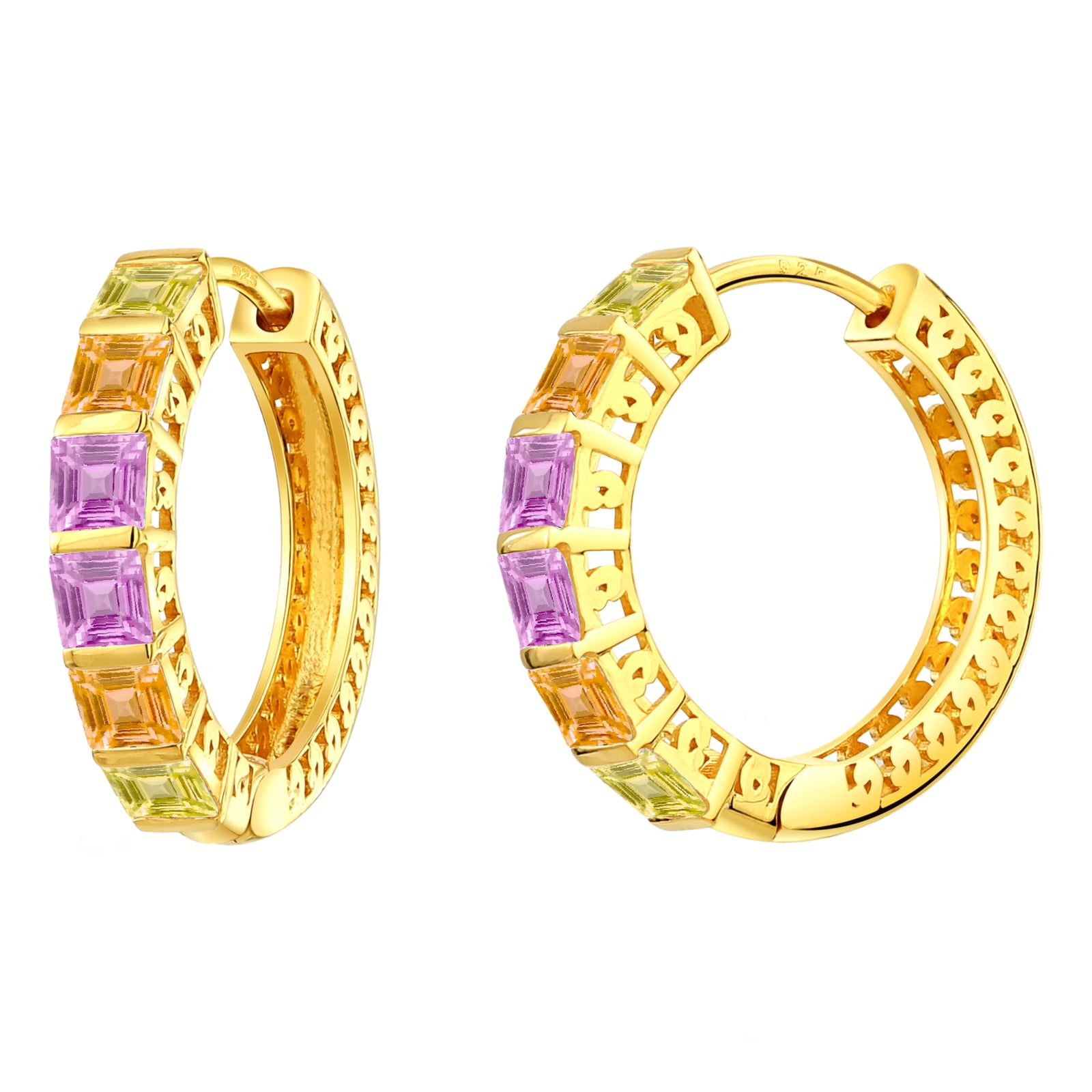 925 STERLING SILVER HUGGIE EARRINGS WITH SAPPHIRE