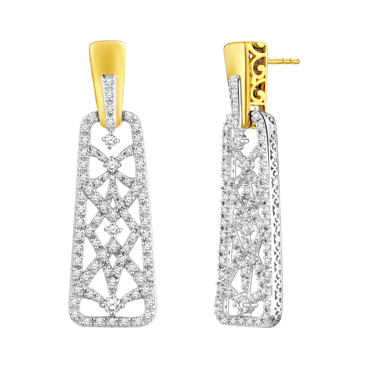 925 STERLING SILVER OPEN WORK EARRINGS WITH CUBIC ZIRCONIA