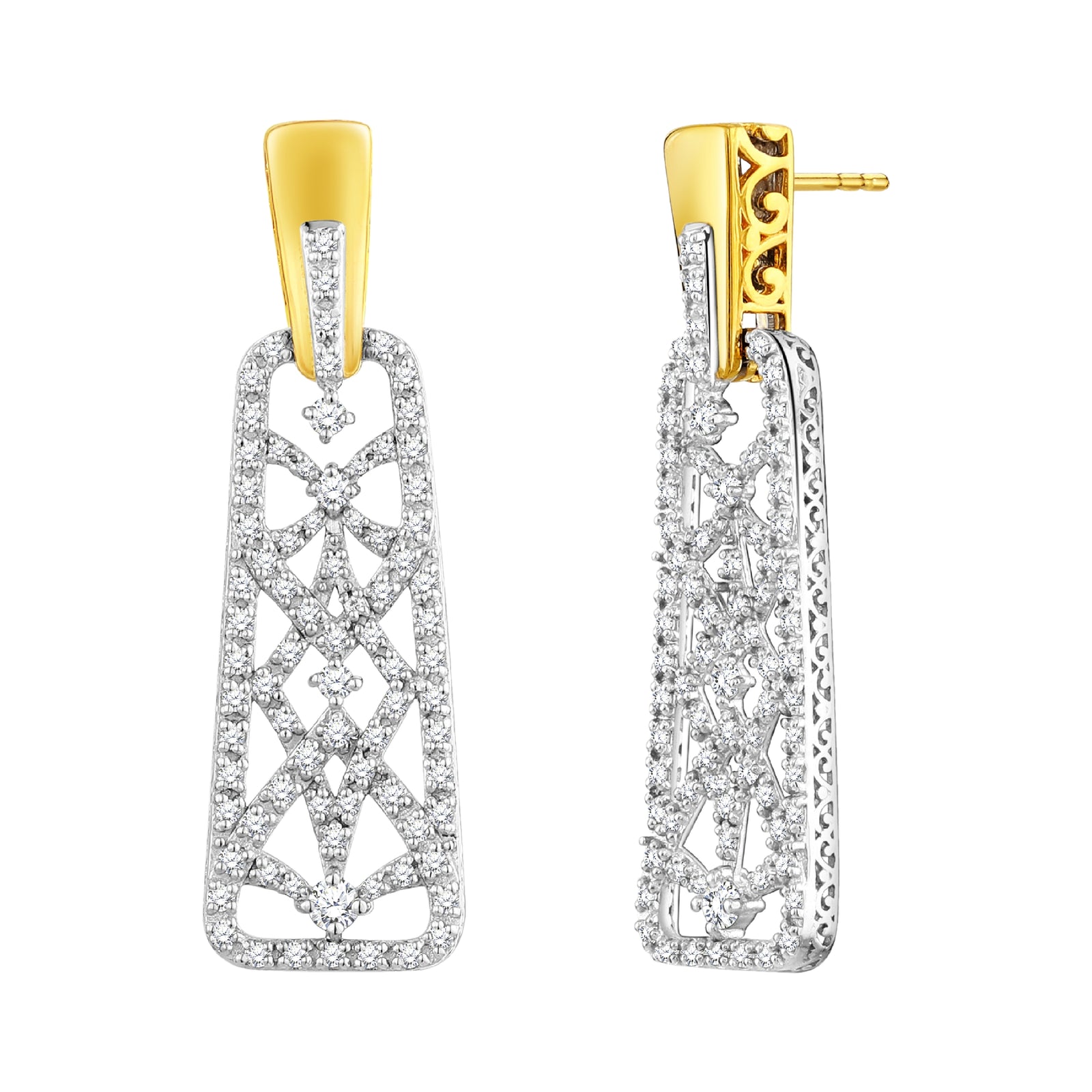 925 STERLING SILVER OPEN WORK EARRINGS WITH CUBIC ZIRCONIA