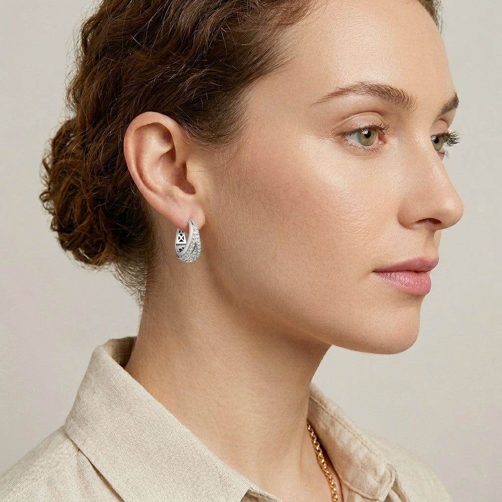 925 STERLING SILVER EARRINGS WITH CUBIC ZIRCONIA