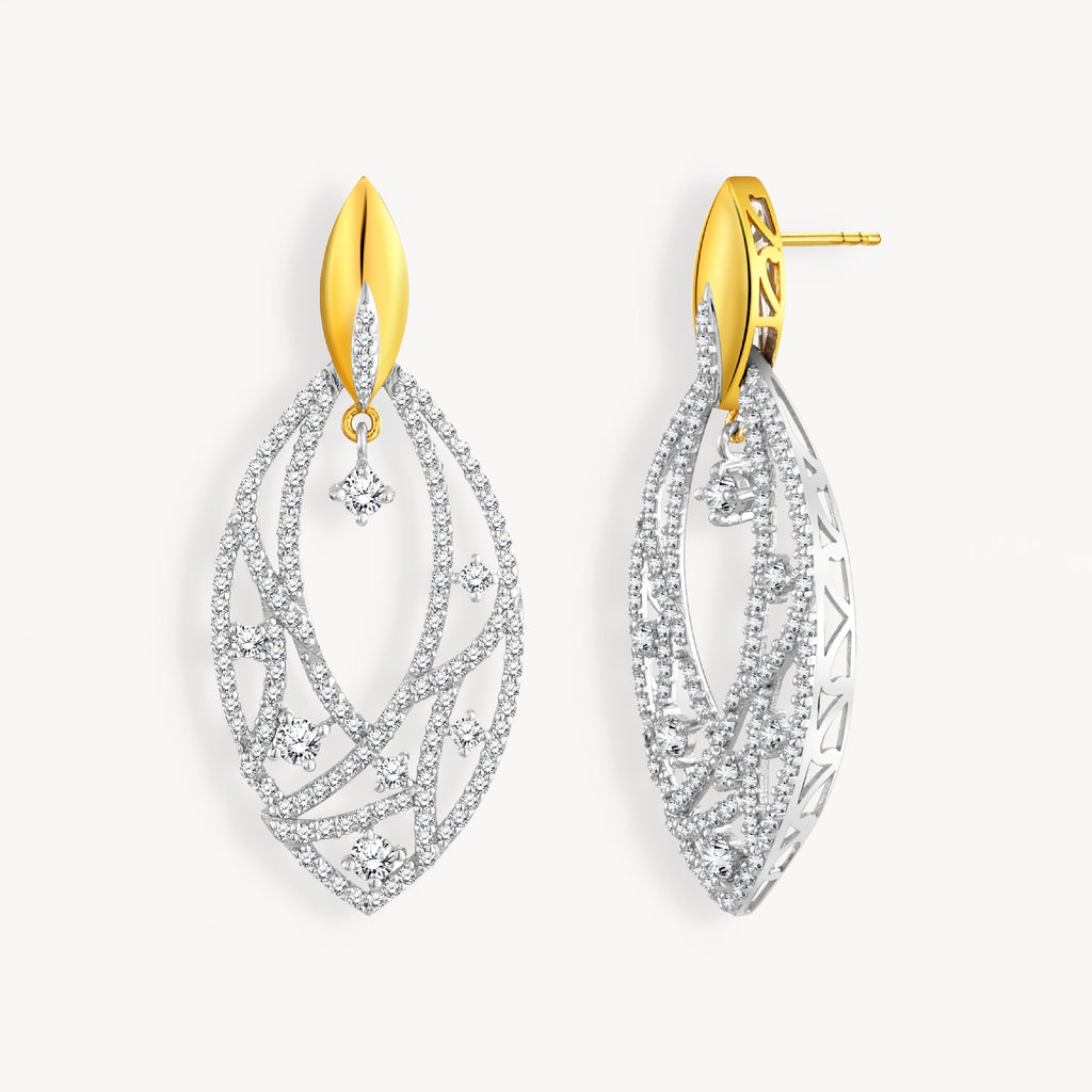 925 STERLING SILVER OPEN WORK EARRINGS WITH CUBIC ZIRCONIA