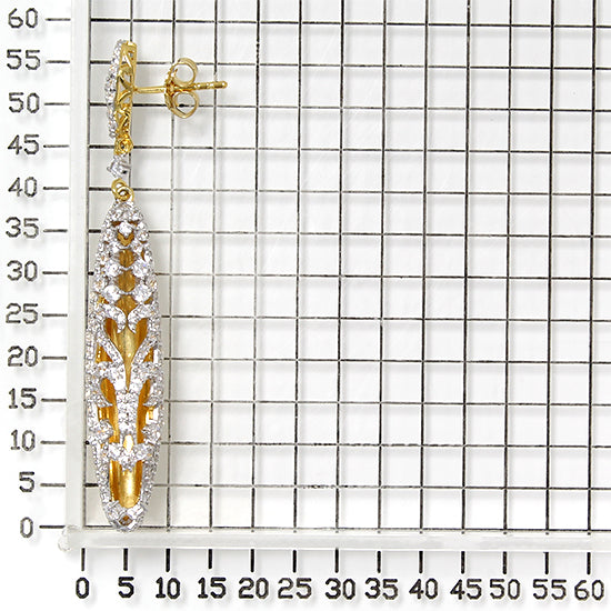 925 STERLING SILVER OPEN WORK EARRINGS WITH CUBIC ZIRCONIA