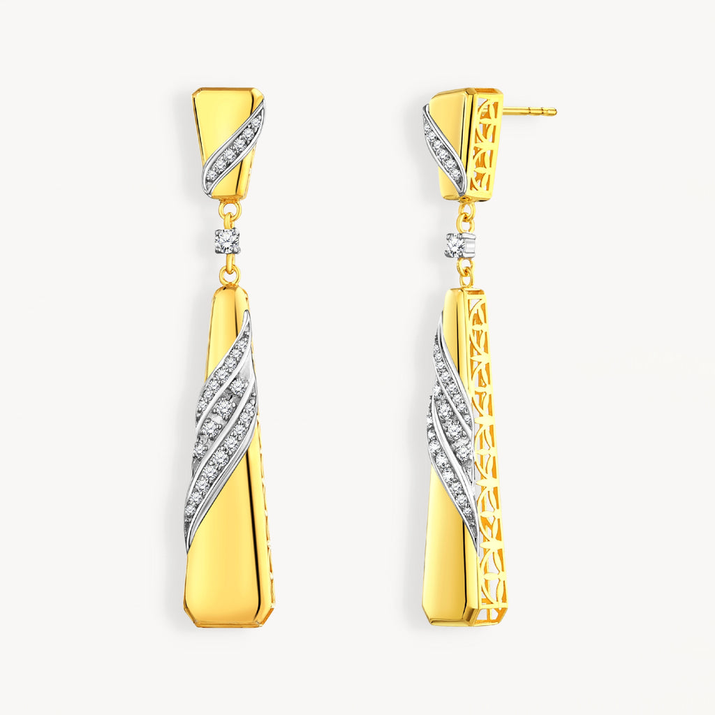 925 STERLING SILVER OPEN WORK EARRINGS WITH CUBIC ZIRCONIA