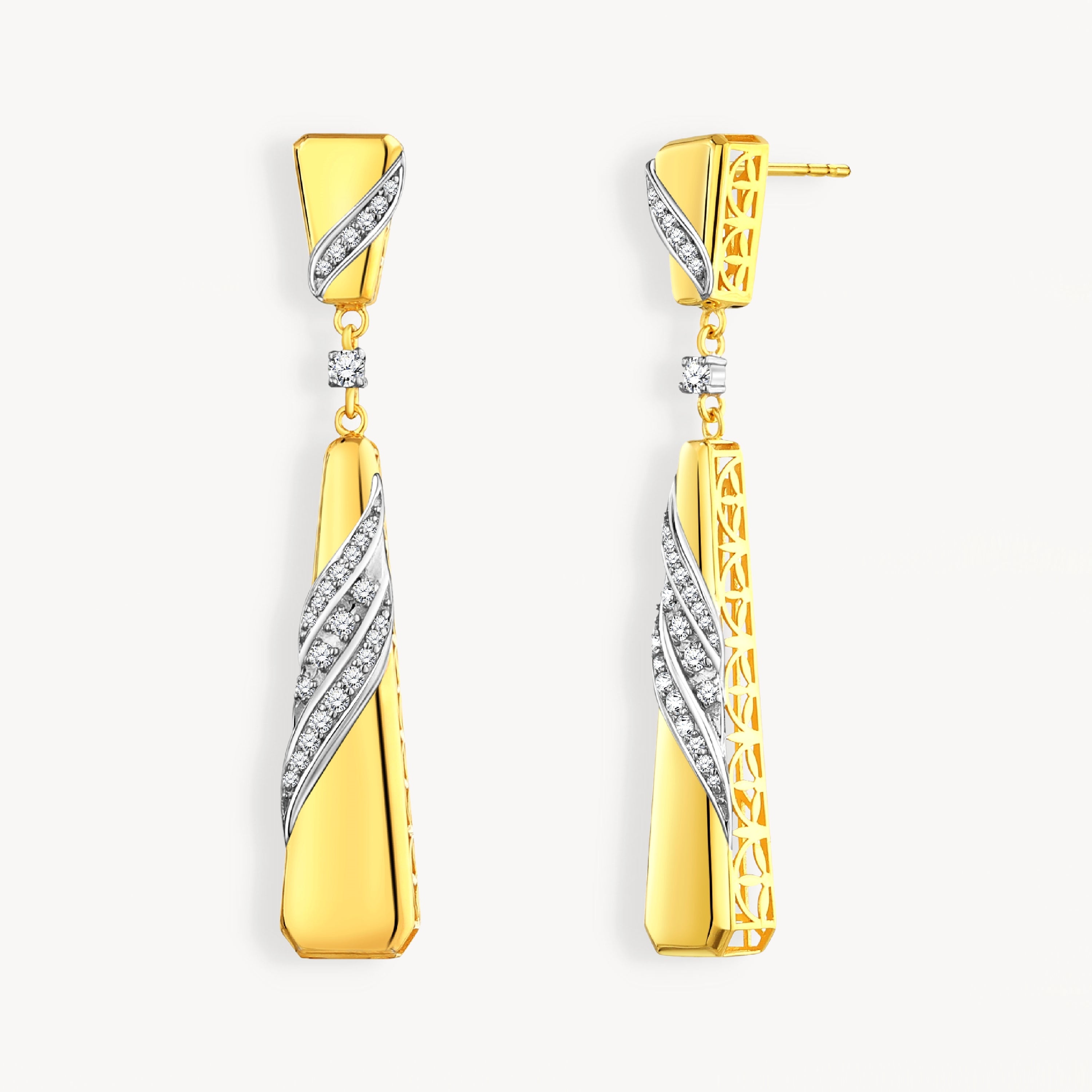 925 STERLING SILVER OPEN WORK EARRINGS WITH CUBIC ZIRCONIA