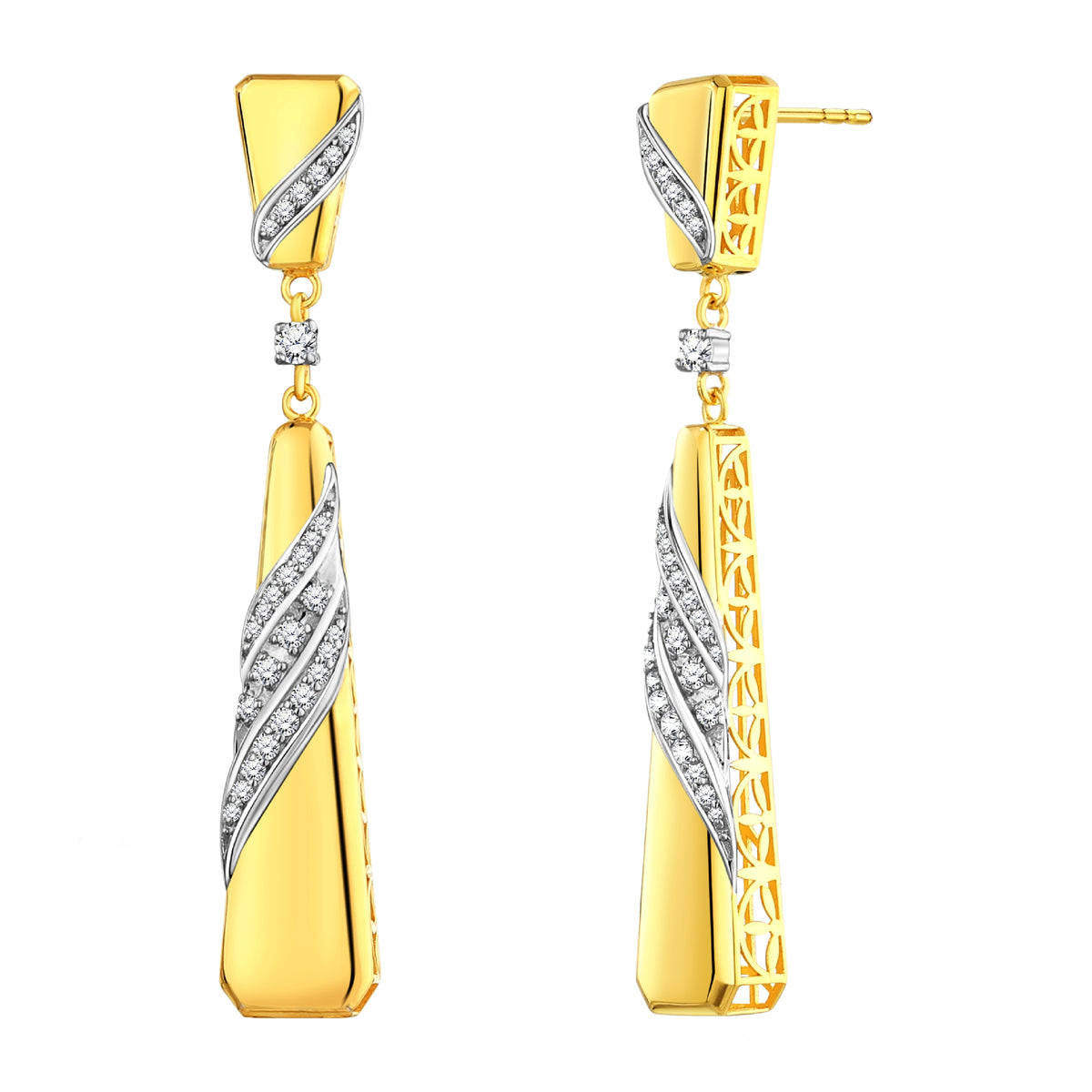 925 STERLING SILVER OPEN WORK EARRINGS WITH CUBIC ZIRCONIA