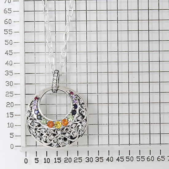 925 STERLING SILVER MULTICOLOR STONES PENDANT WITH CHAIN