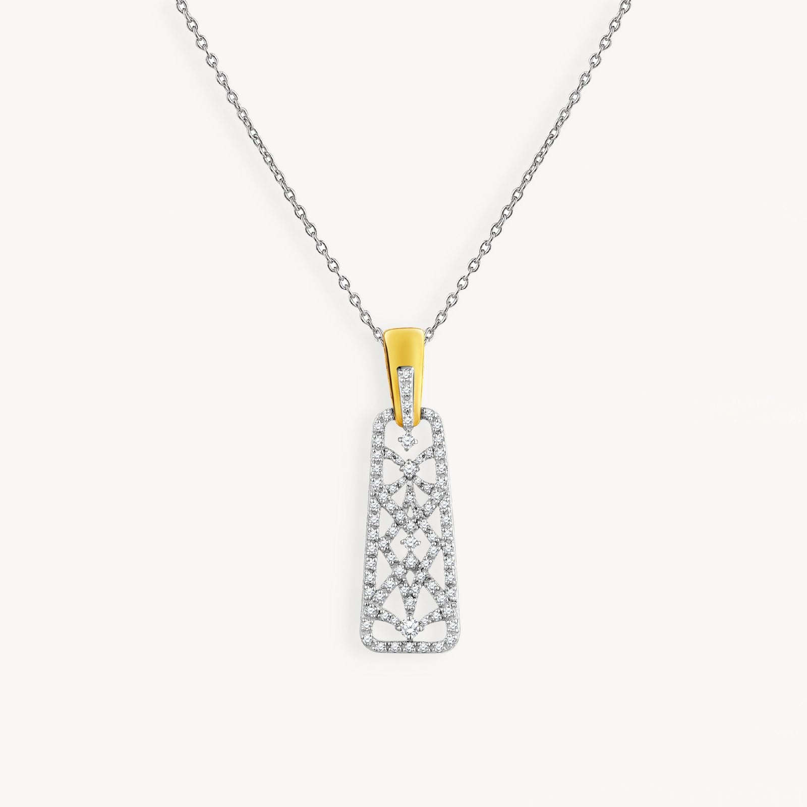 925 STERLING SILVER OPEN WORK DANGLED PENDANT WITH CUBIC ZIRCONIA